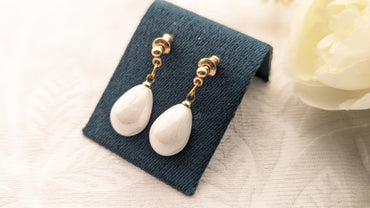 White Pearl Drop Earrings