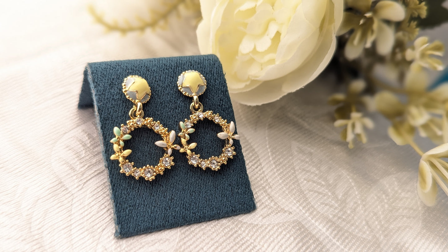 Anti Tarnish Yellow Flower Drop Earrings