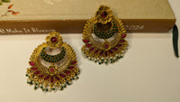 Flower Shape Read Kundan Traditional Earrings