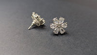 S925 Flower Shape AD Stud Earrings