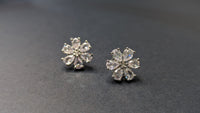 S925 Flower Shape AD Stud Earrings