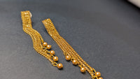 Golden Rhinestones & Pearl Drop Long Earrings