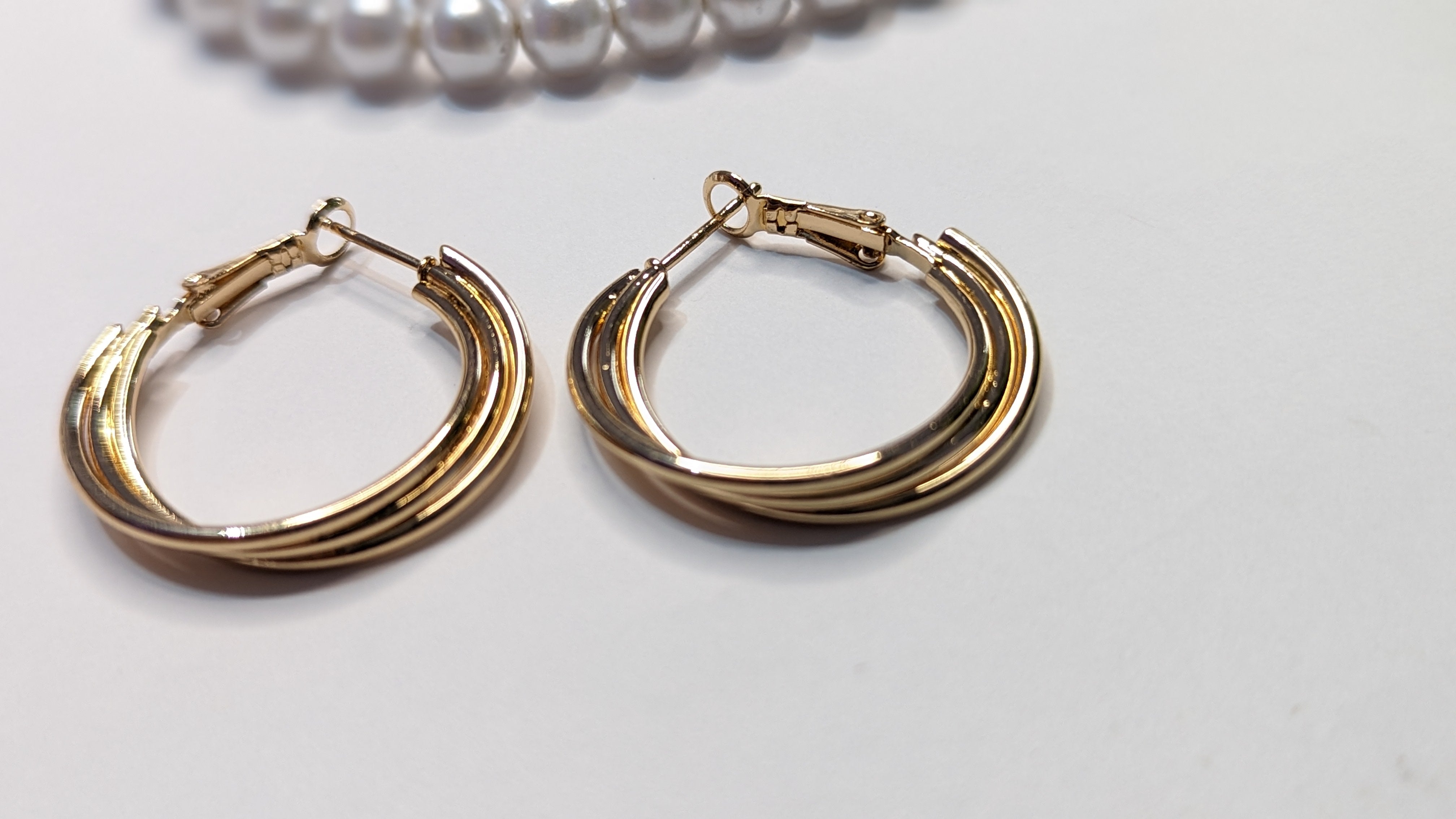 Triple Strand Golden Hoop Earring