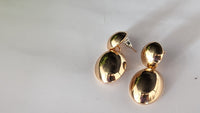 Gold Plated Oval Shaped Dangle Drop Earrings