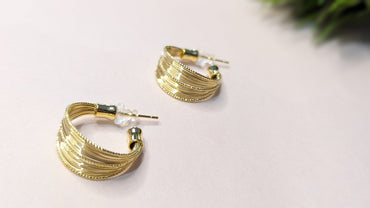 Gold Plated Circular Half Hoop Earrings (Silver 925)