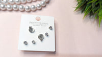 Set of 3 Silver 925 Gray Color Studs