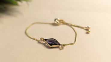 Purple Crystal Stone Golden Chain Bracelet