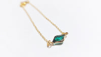 Gold Plated Green Stone Chain Bracelet