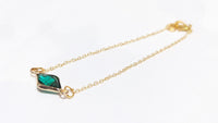 Gold Plated Green Stone Chain Bracelet