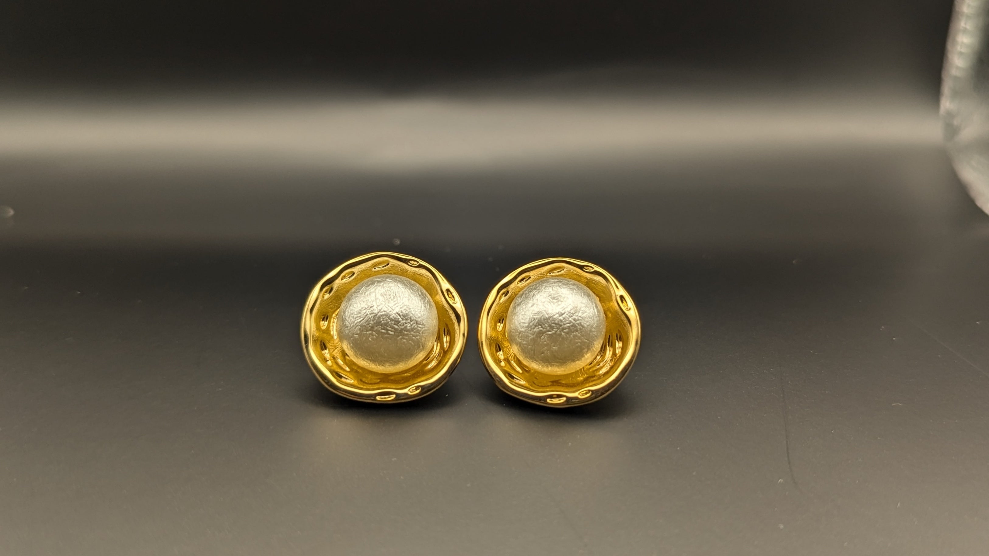 Gold Plated Round Shaped Pearl Earring