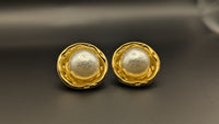 Gold Plated Round Shaped Pearl Earring