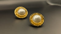 Gold Plated Round Shaped Pearl Earring