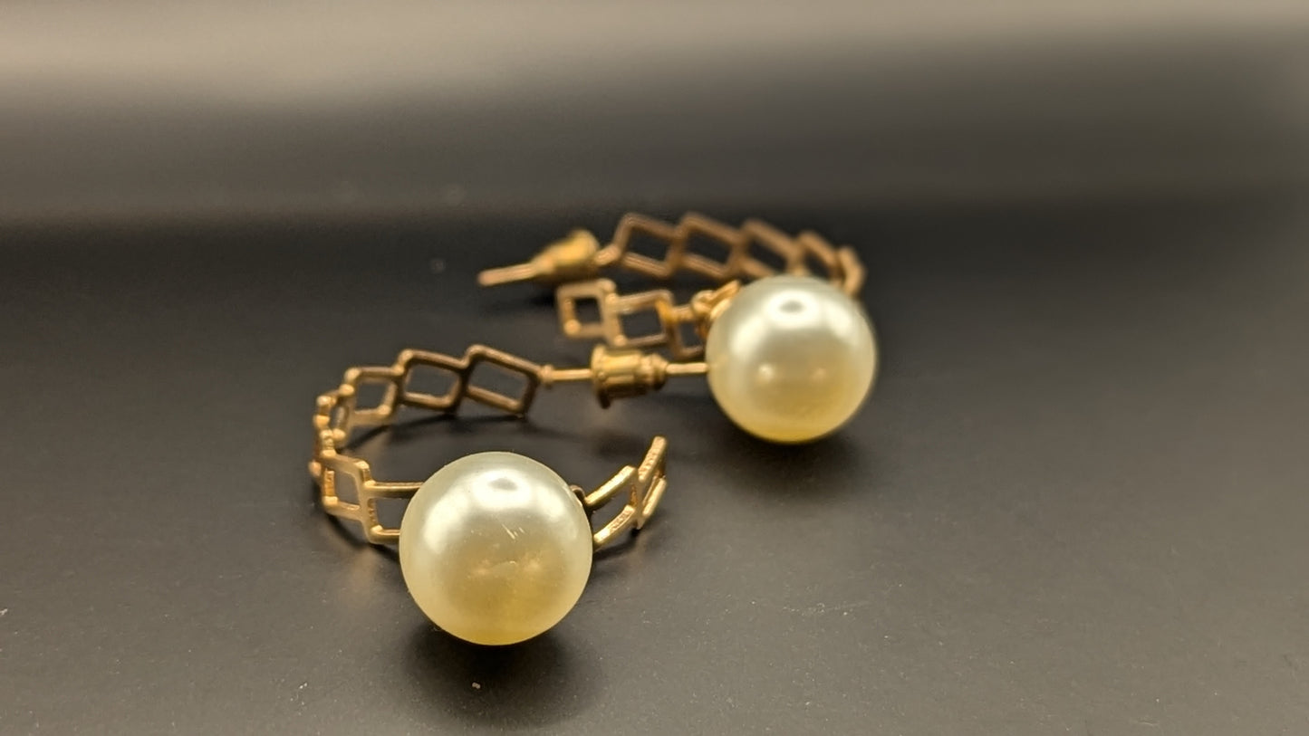 Gold Plated Pearl Drop Earrings