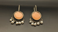 Oxidized Peach Stone Hook Earrings