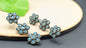 Silver Oxidized Triple Flower Blue Stone Studded Long Earrings