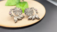 Flower Shape silver oxidized Brass Earrings