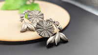 Flower Shape silver oxidized Brass Earrings