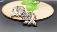 Flower Shape silver oxidized Brass Earrings