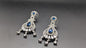 Navy Blue CZ Stone Studded Contemporary Drop Earrings