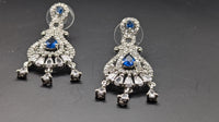 Navy Blue CZ Stone Studded Contemporary Drop Earrings