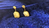 Gold Plated Oval Statement Drop Earrings