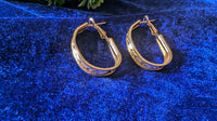 Oval Shaped Gold Plated Drop Earrings