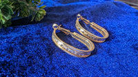 Oval Shaped Gold Plated Drop Earrings