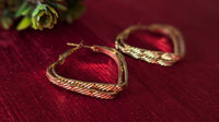 Gold Plated Heart Shape Double Strand Hoop Earrings