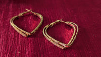 Gold Plated Heart Shape Double Strand Hoop Earrings