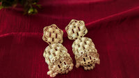 White Beads & Pearl Jhumka Earrings