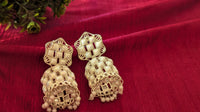 White Beads & Pearl Jhumka Earrings