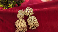 White Beads & Pearl Jhumka Earrings