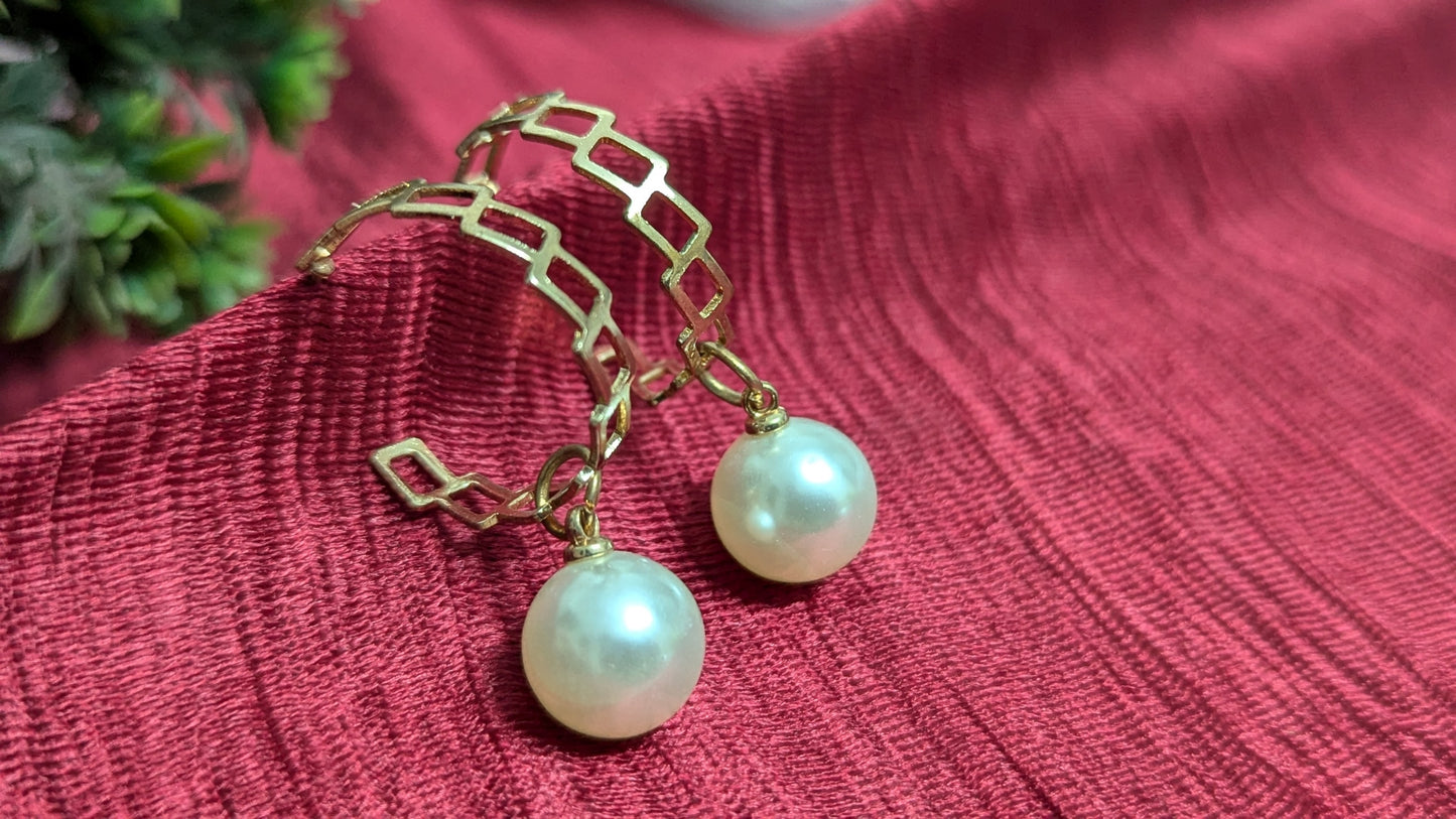 Gold Plated Pearl Drop Earrings