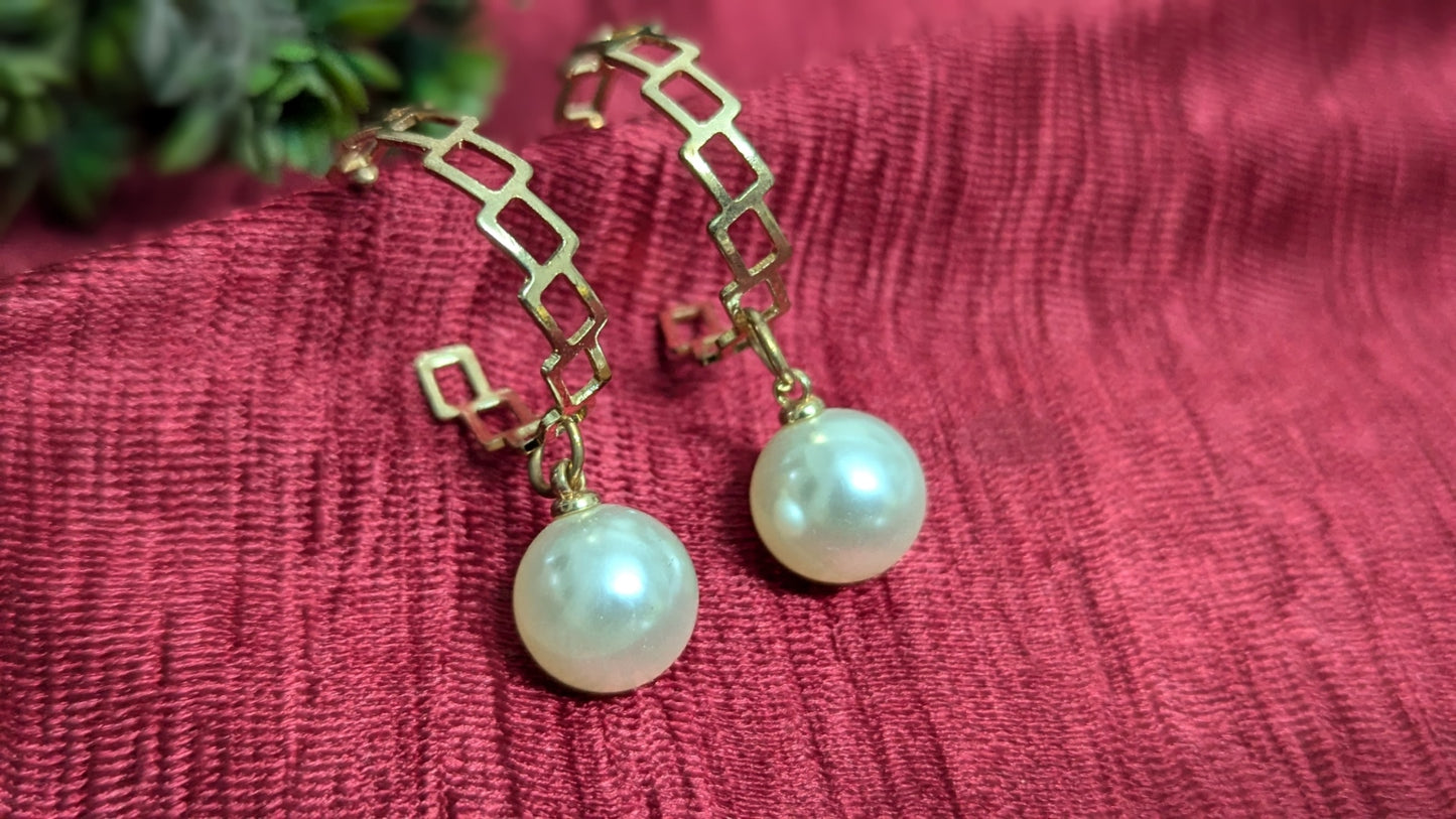 Gold Plated Pearl Drop Earrings