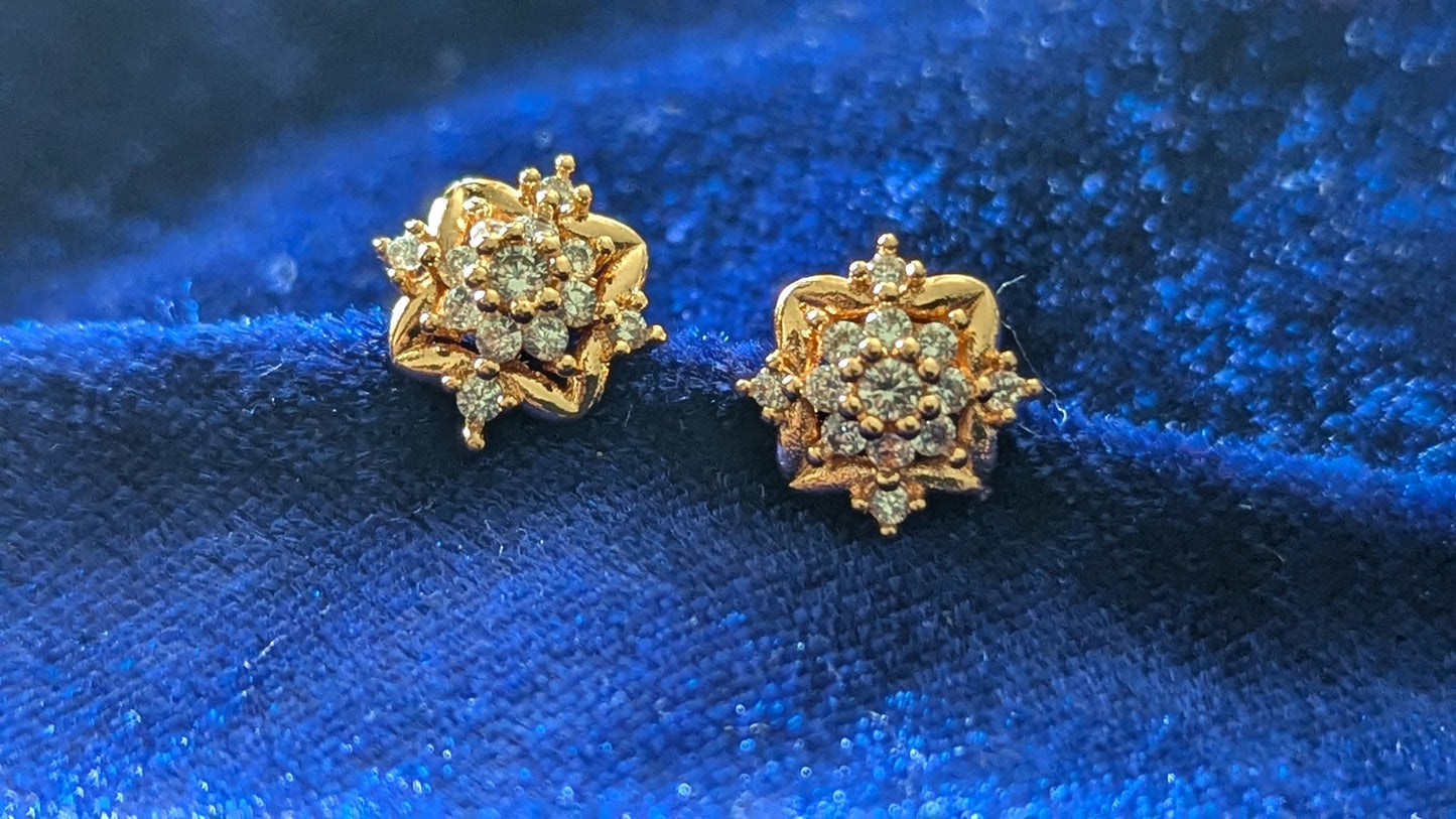 Diamond Studded Rose Gold Studs