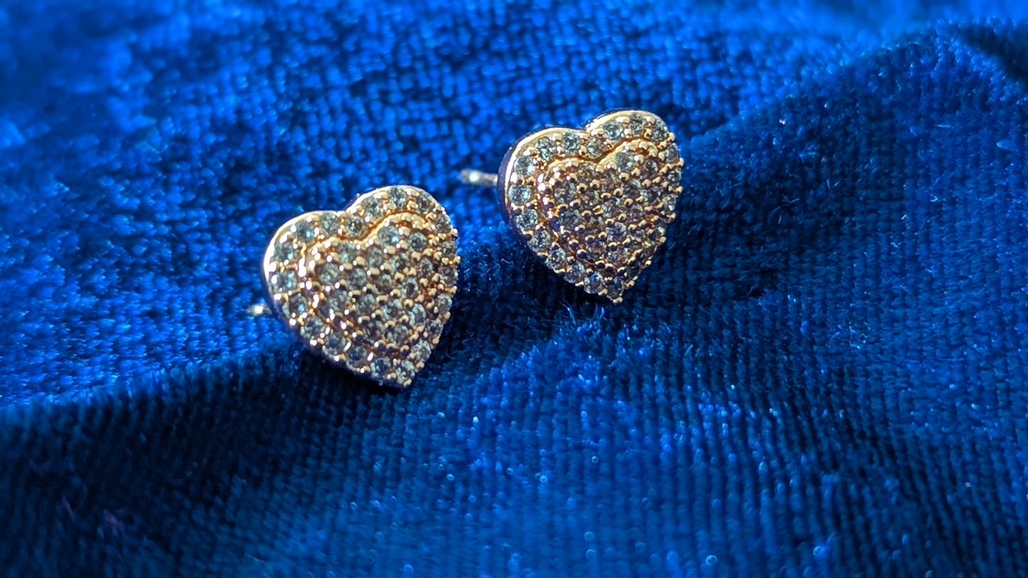 Diamond Studded Rose Gold Heart Shape Studs