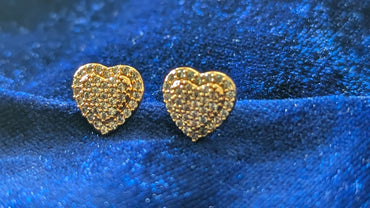 Diamond Studded Rose Gold Heart Shape Studs