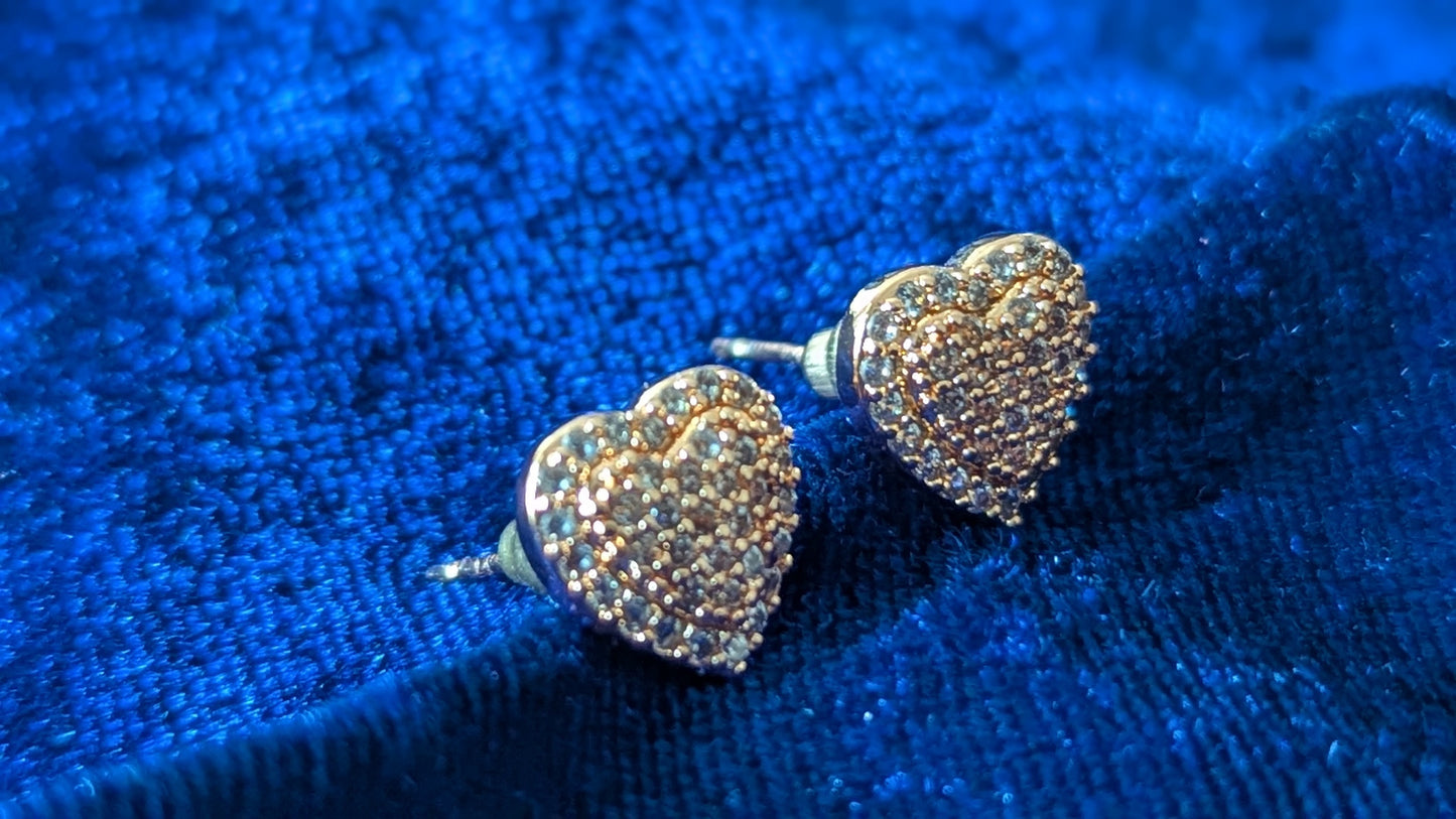 Diamond Studded Rose Gold Heart Shape Studs