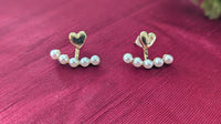 Gold Toned Small Heart Pearl Drop Stud Earrings