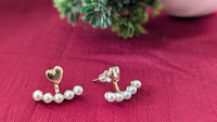 Gold Toned Small Heart Pearl Drop Stud Earrings