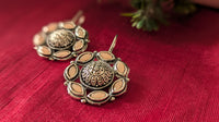 Silver Oxidized Kundan Hook Earrings