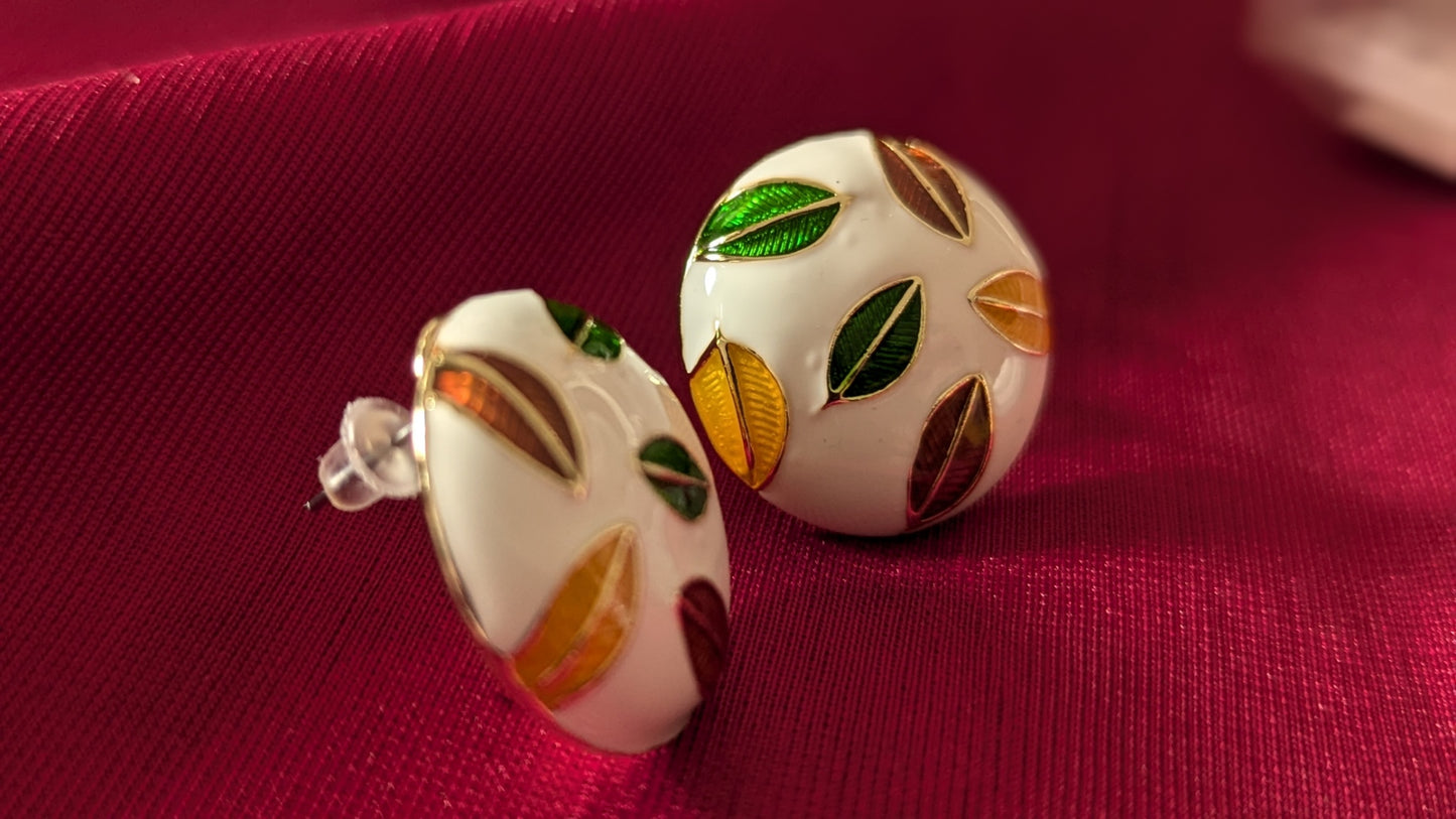 Multicolor Enamel Leaf Studs