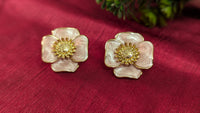 Pink Flower Anti Tarnish Stud Earrings