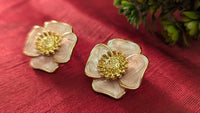 Pink Flower Anti Tarnish Stud Earrings