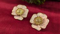 Pink Flower Anti Tarnish Stud Earrings