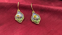 Vintage Leaf Shape Purple Pearl Drop Earrings