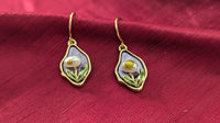 Vintage Leaf Shape Purple Pearl Drop Earrings