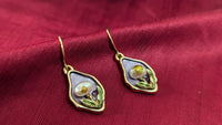 Vintage Leaf Shape Purple Pearl Drop Earrings