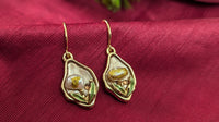 Vintage Leaf Shape Brown Pearl Drop Earrings