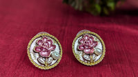 Light Purple Rose and Pearl Enamel Stud Earring